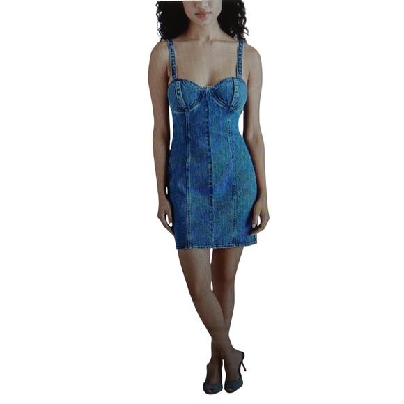 NWT Steve Madden Denim Medium Wash Blue Jean Tank Dress XL Retro Streetwear - Picture 1 of 9